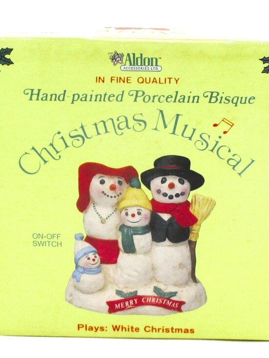 Vtg Snowman Wind Up Musical Figurine Porcelain Plays White Christmas New - Picture 1 of 8
